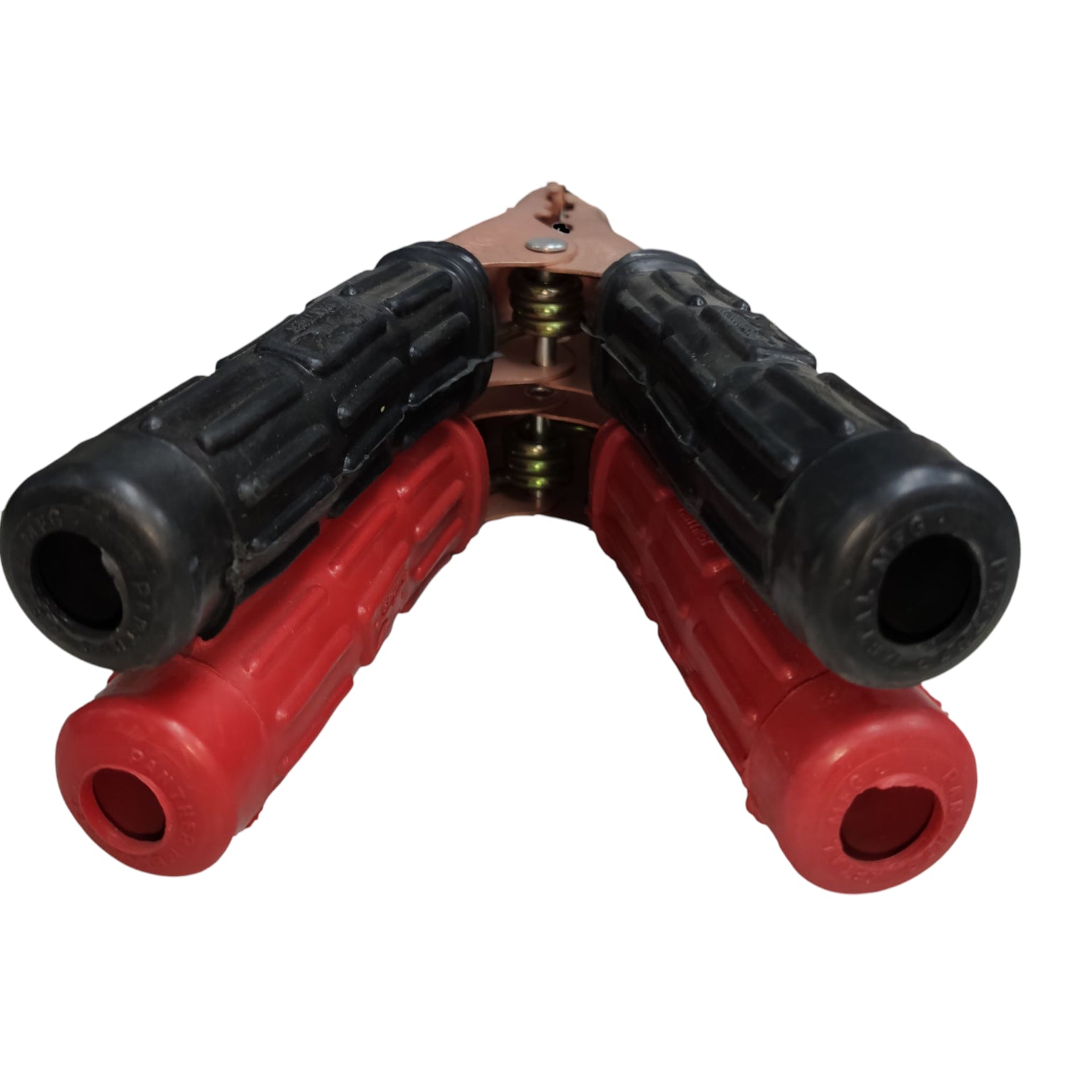Panther 100A battery clips copper pair with durable grips for secure electrical connections