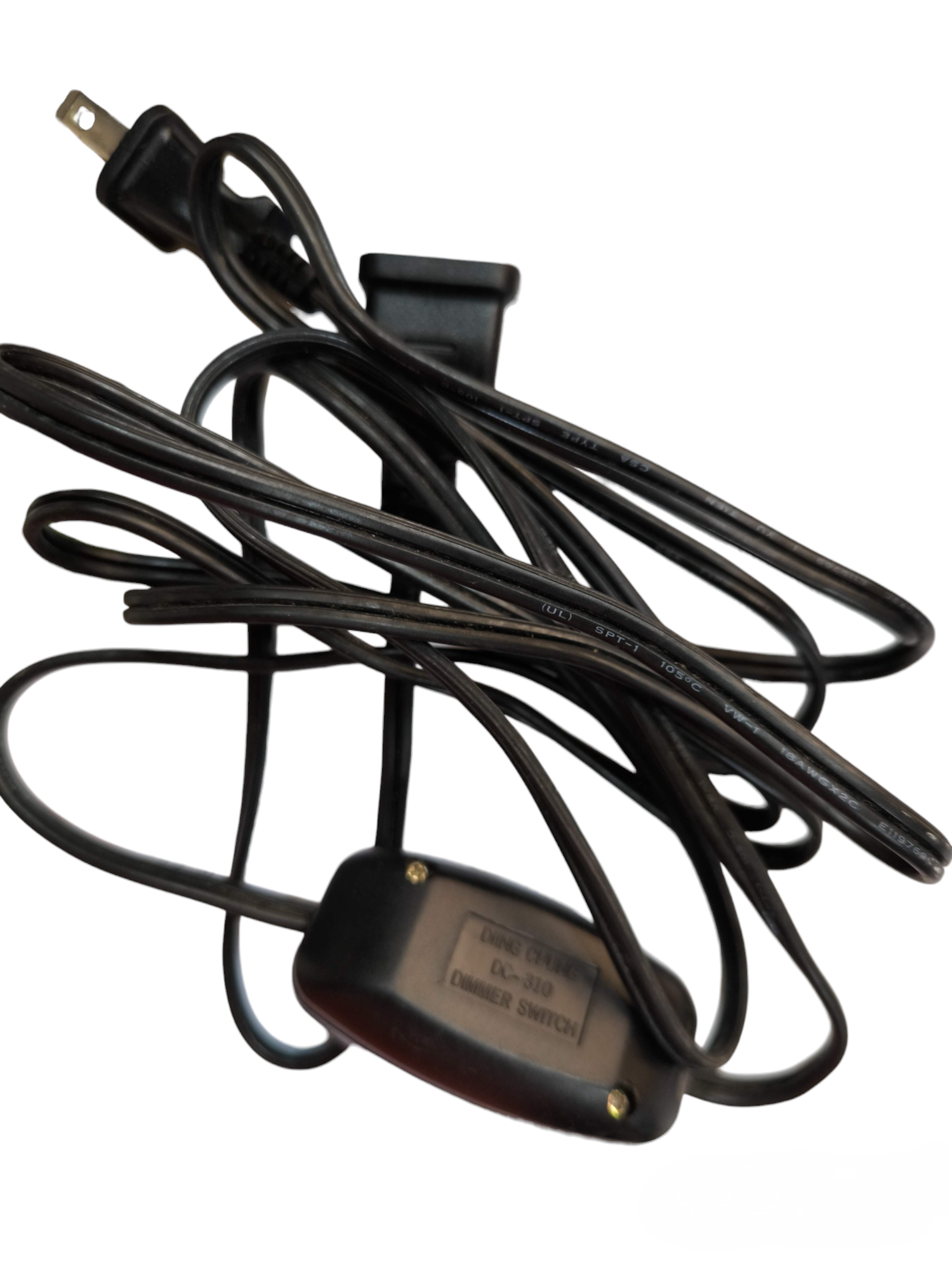 Local 100W dimmer switch with AC cord featuring inline control and black power cable