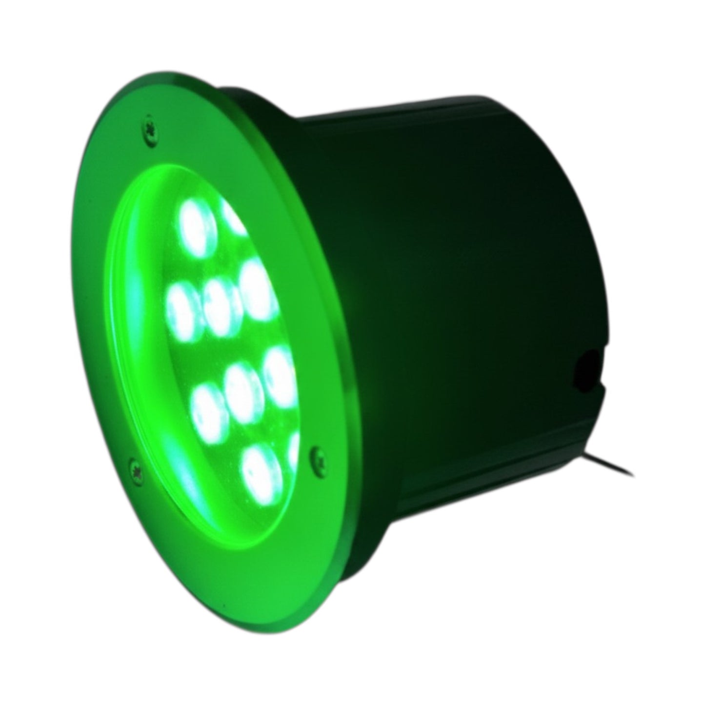 Green LED light fixture on a white background