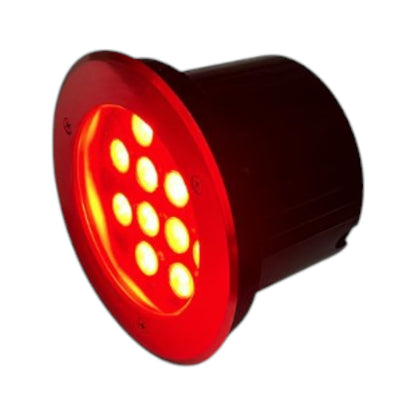 Red LED light bulb on a white background