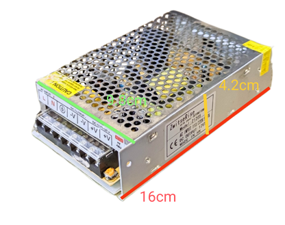 ZwitseRise 12V 5A power supply for CCTV in a compact metal casing with ventilation holes