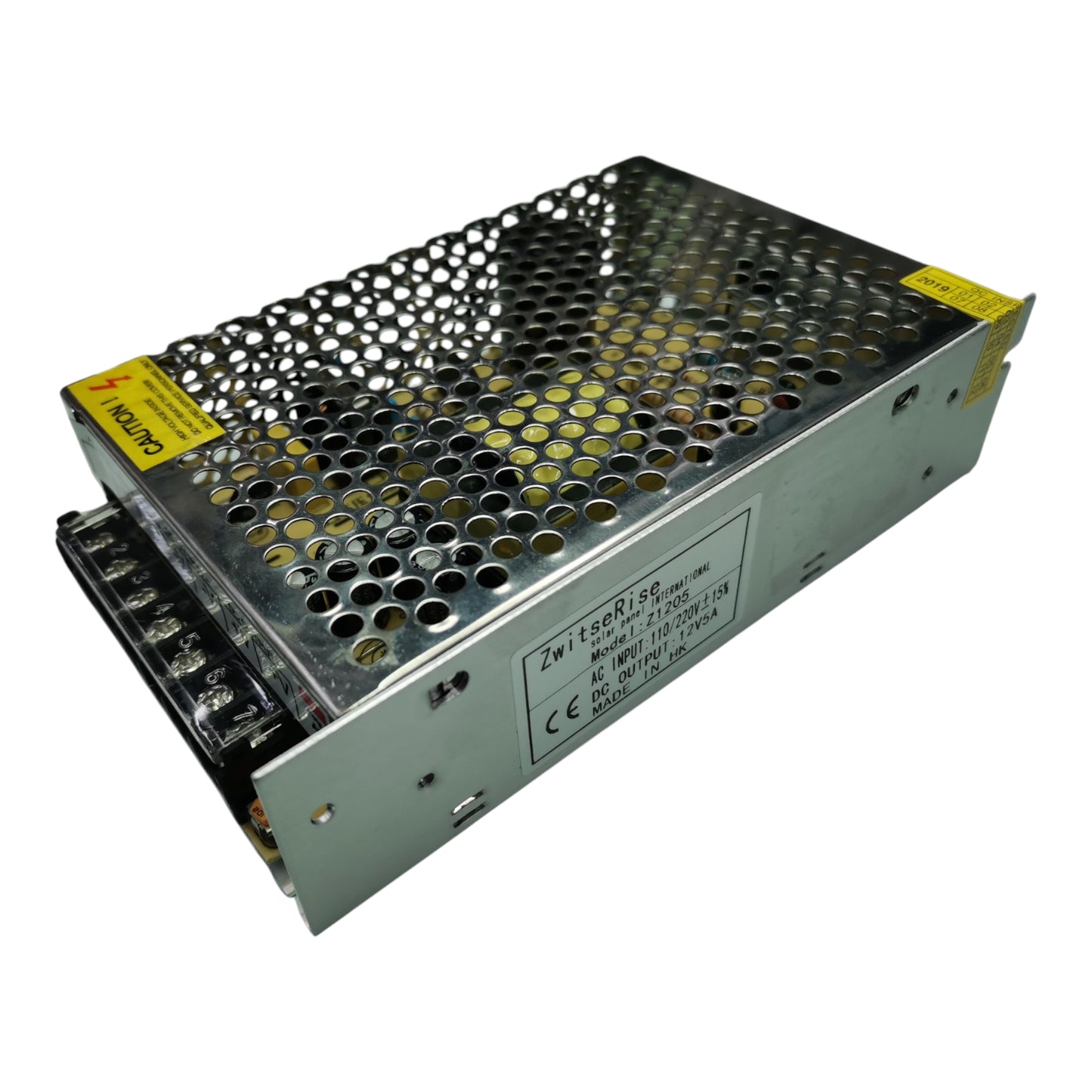 ZwitseRise 12V 5A power supply for CCTV with metal casing and ventilation for safety and durability
