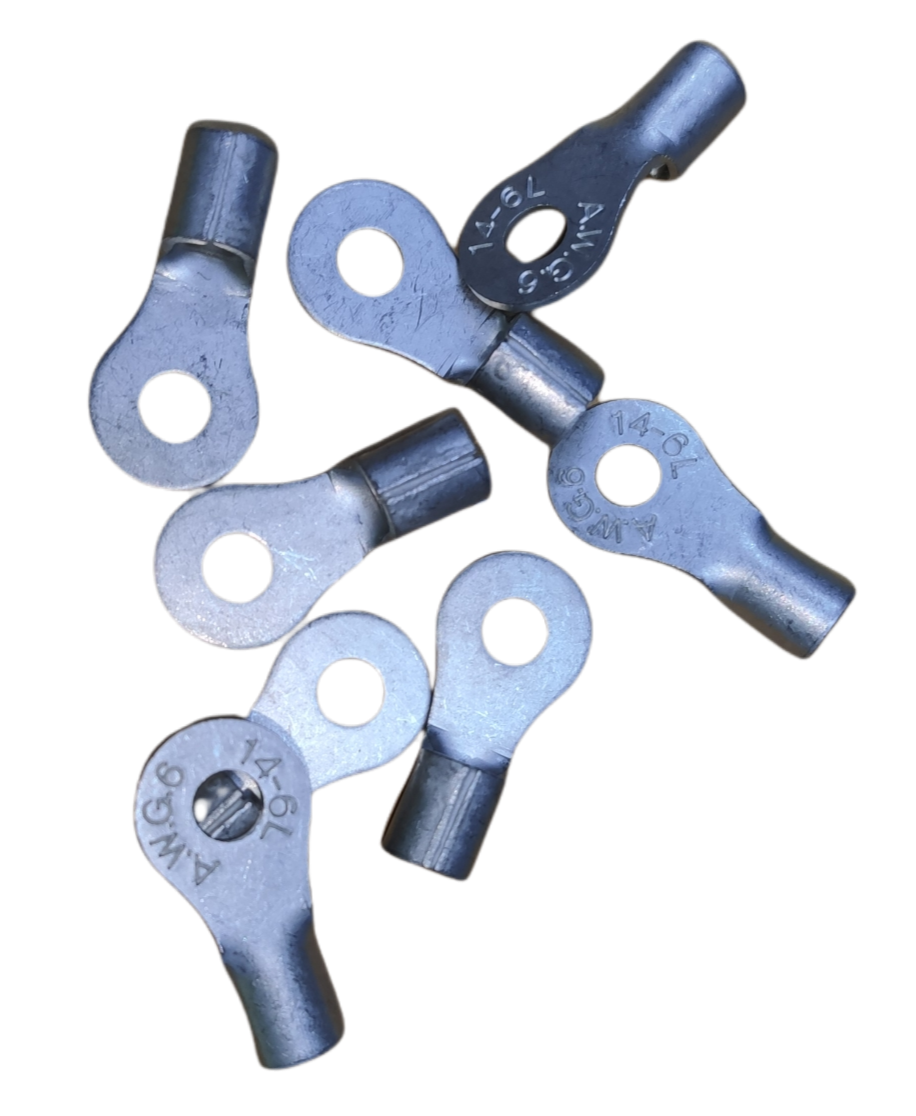 Set of aluminum 14mm ring terminal lugs for reliable electrical connections and wiring applications