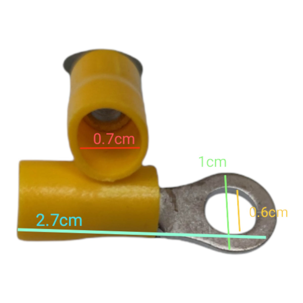 Local Terminal Lugs Ring Type Yellow Insulation 5.5mm (5Pcs + 5Pcs Free) , Ring Terminal Lugs,  Round Terminal Lugs