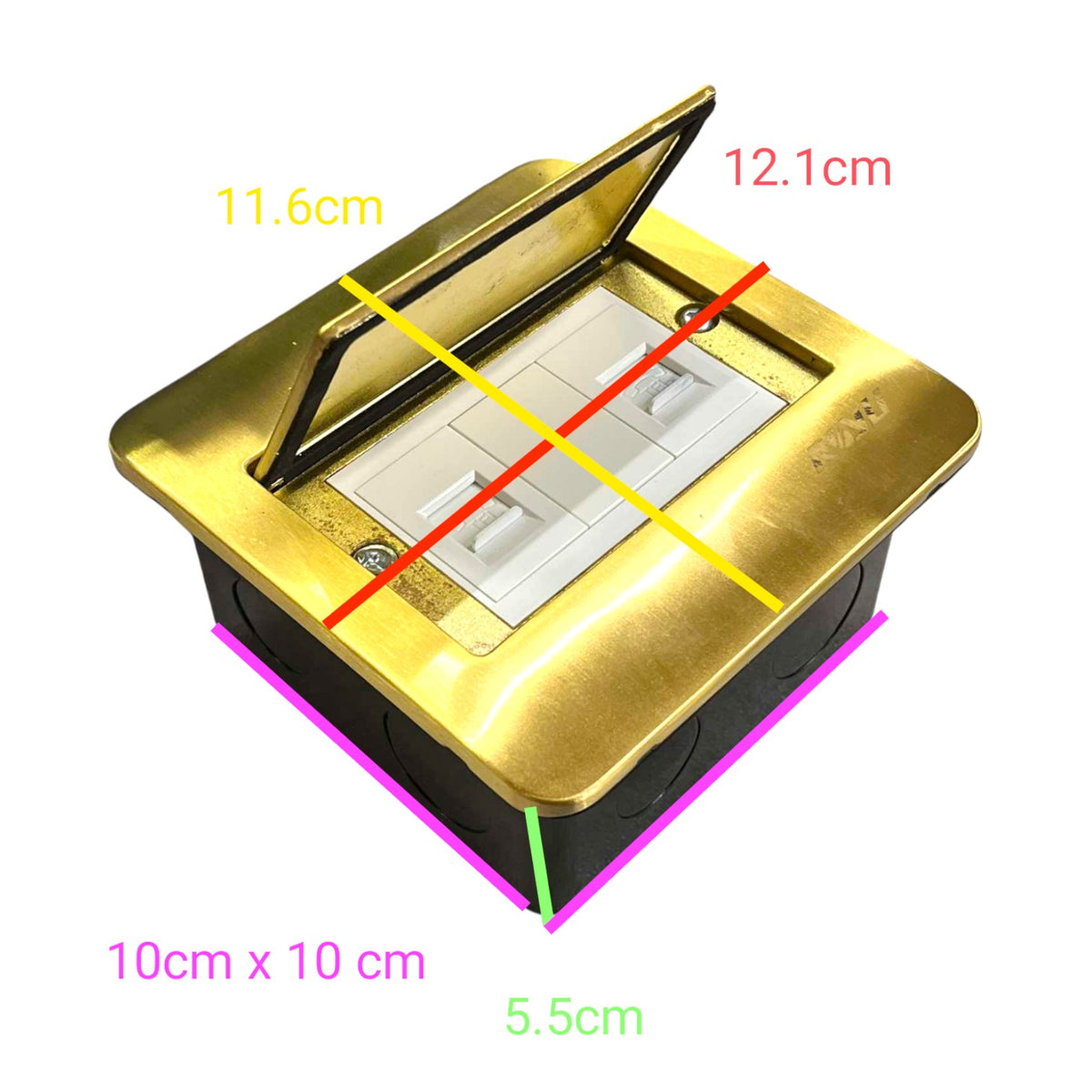 Royu Floor Outlet 2 Gang LAN Outlet Available in Gold and Silver
