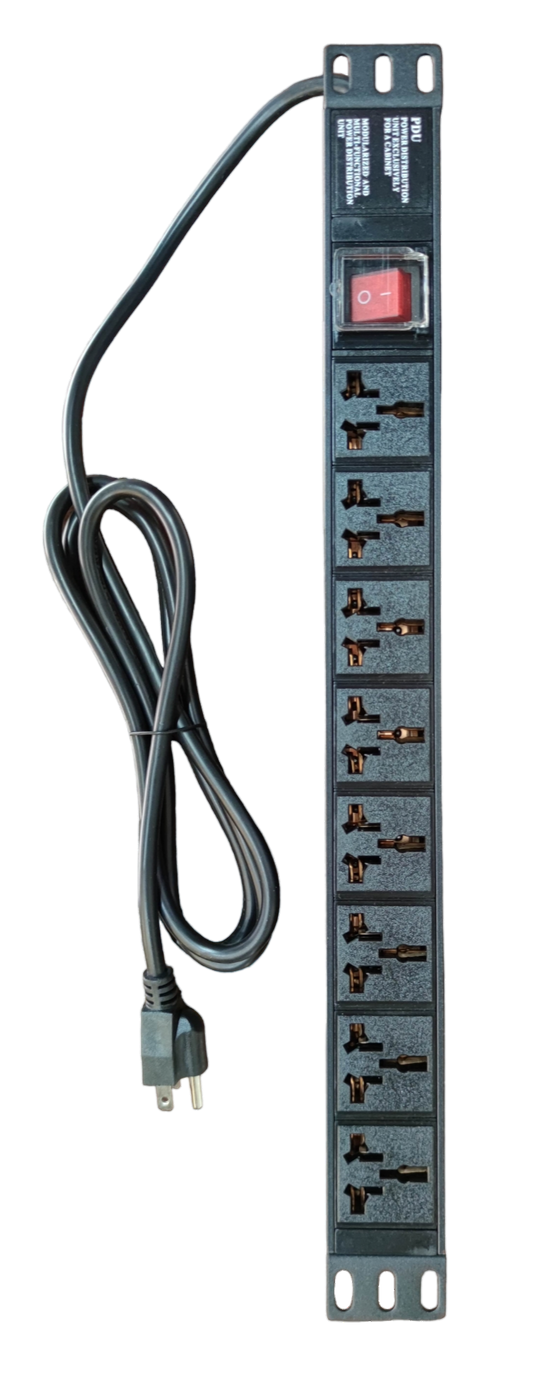 Grippes 19 inch PDU for data cabinet with multiple power outlets and on off switch
