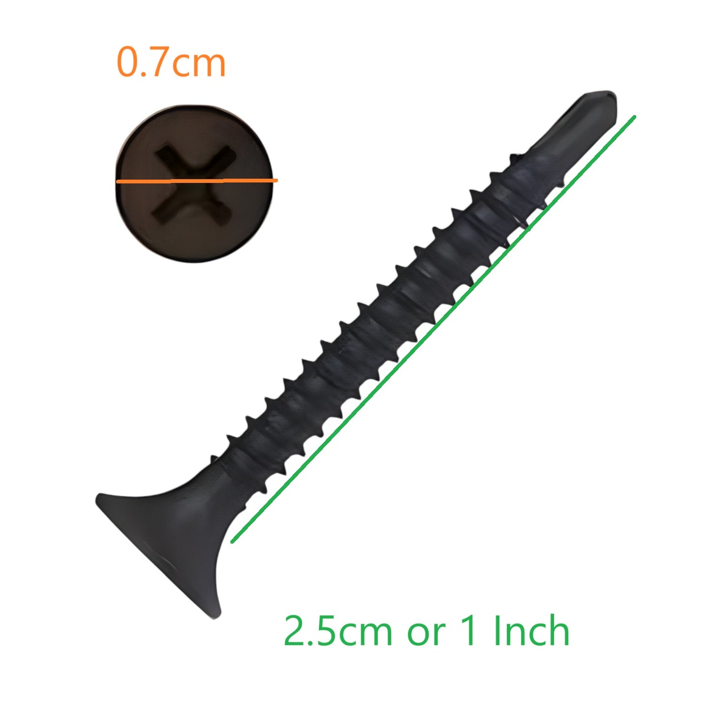 Gypsum Screw for Metal 1 Inches CAA-GSM-Steel1 Black Screw for Metal Parring 1Pc