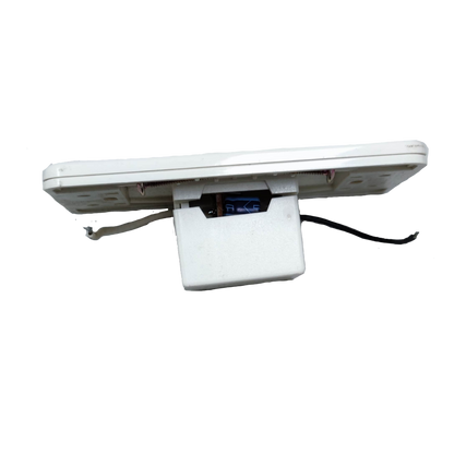 Omni white 1 way touch sensor switch rear view showing wiring and mounting module for wall installation