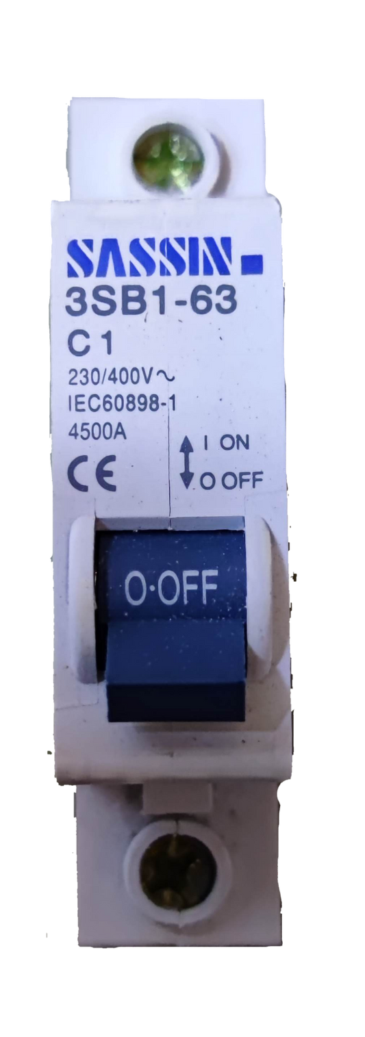 Sassin 1A Miniature Circuit Breaker 1 Pole 4.5 KAIC with ON OFF switch for electrical circuitry