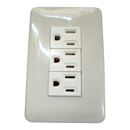 Omni 3 Gang Flat Pin Outlet with Ground with Plate WEP-103+(WEG-203x3)
