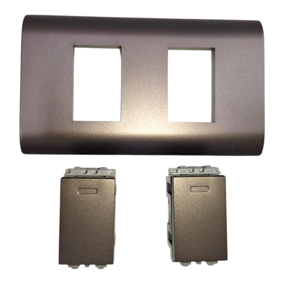Royu 2 Gang 3 Way Switch 15A 220V with Plate Cover Dark Gray PLANO Series (RMP2/DG)/(RMS3/DG-2PCS)