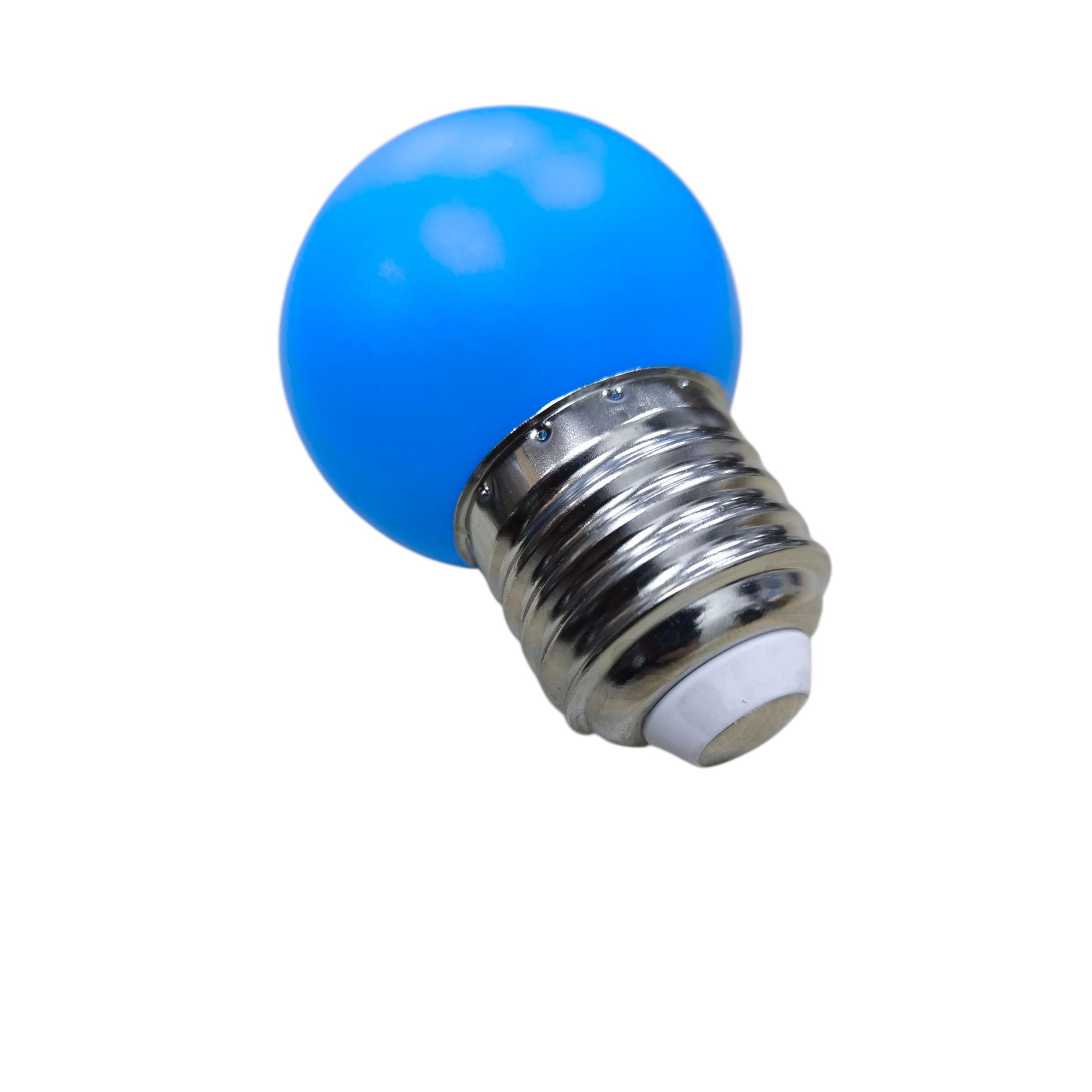 1W Denko LED bulb Blue E27 220V with a round, glossy blue exterior for vibrant lighting