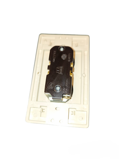 Kopez 2 gang flat pin outlet with ground power socket back view in white plastic casing