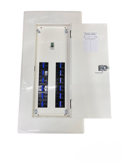 Koten 200 amp panel board with multiple circuit breakers and white metal enclosure