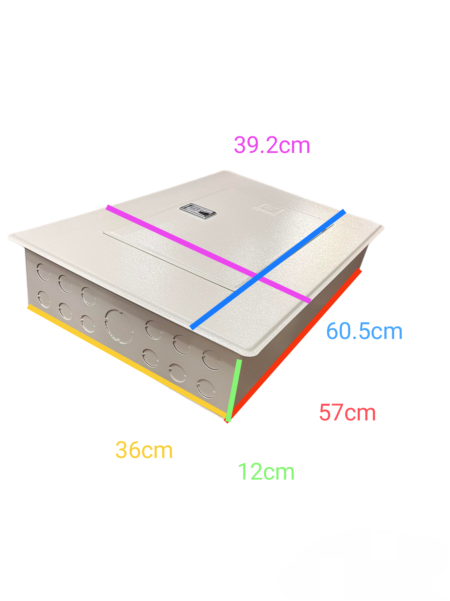 Koten and GE 200A electrical panel board with multiple measurements shown in centimeters