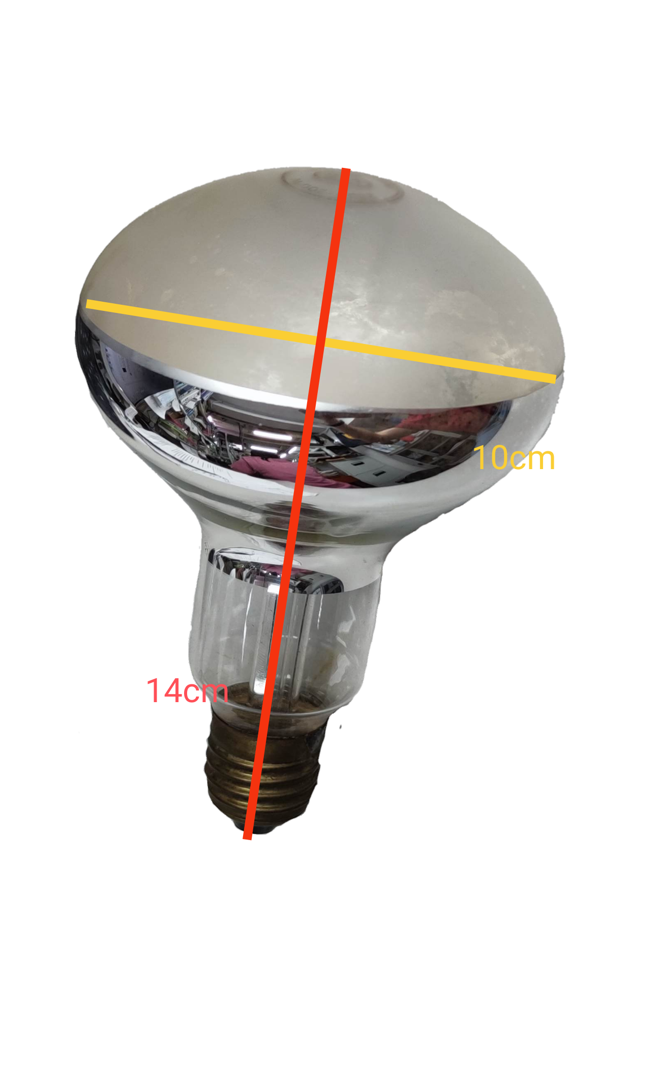 200W reflector bulb E27 220V with a round glass design and clear reflective surface