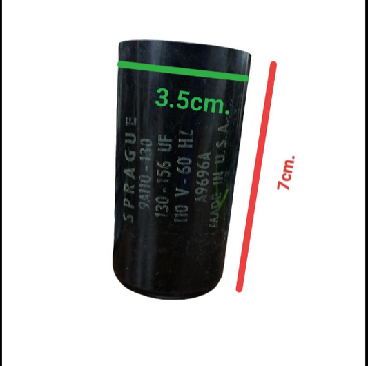 Sprague, Motor Start Capacitor 130-156UF 110 Volts, Capacitor 130-156MFD