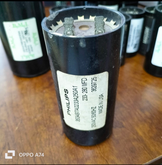 Philips Motor Starting Capacitor 233-280MFD 250V, Capacitor 233-280uF