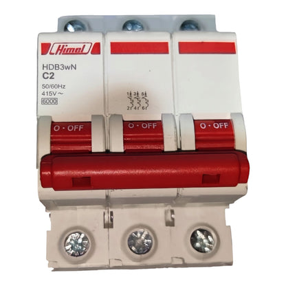 Himel 2A 3 Pole 6KAIC 220V Miniature Circuit Breaker MCB HDB3wN3PC2