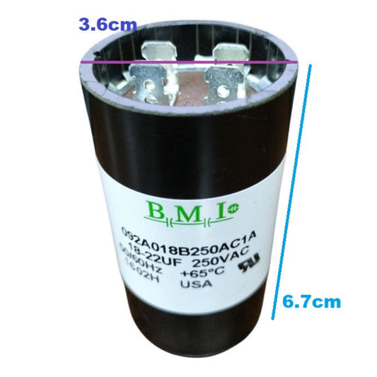 BMI Starting Capacitor 18-22UF 250V, Motor Capacitor 18-22MFD 250V AC
