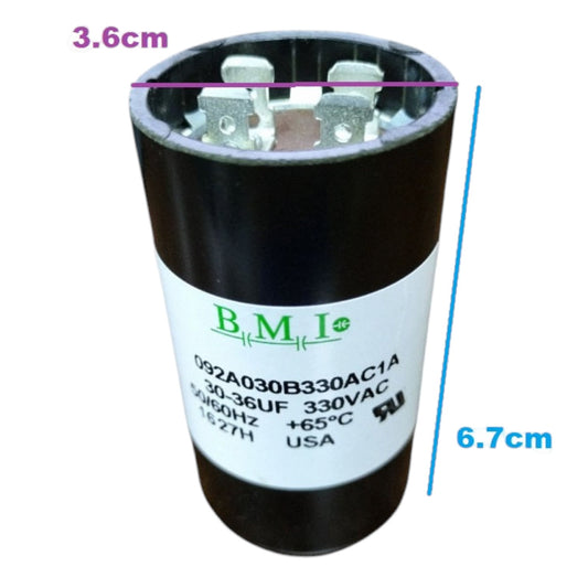 BMI Motor Start Capacitor 30-36UF 330V AC, Capacitor 30-60MFD 330V
