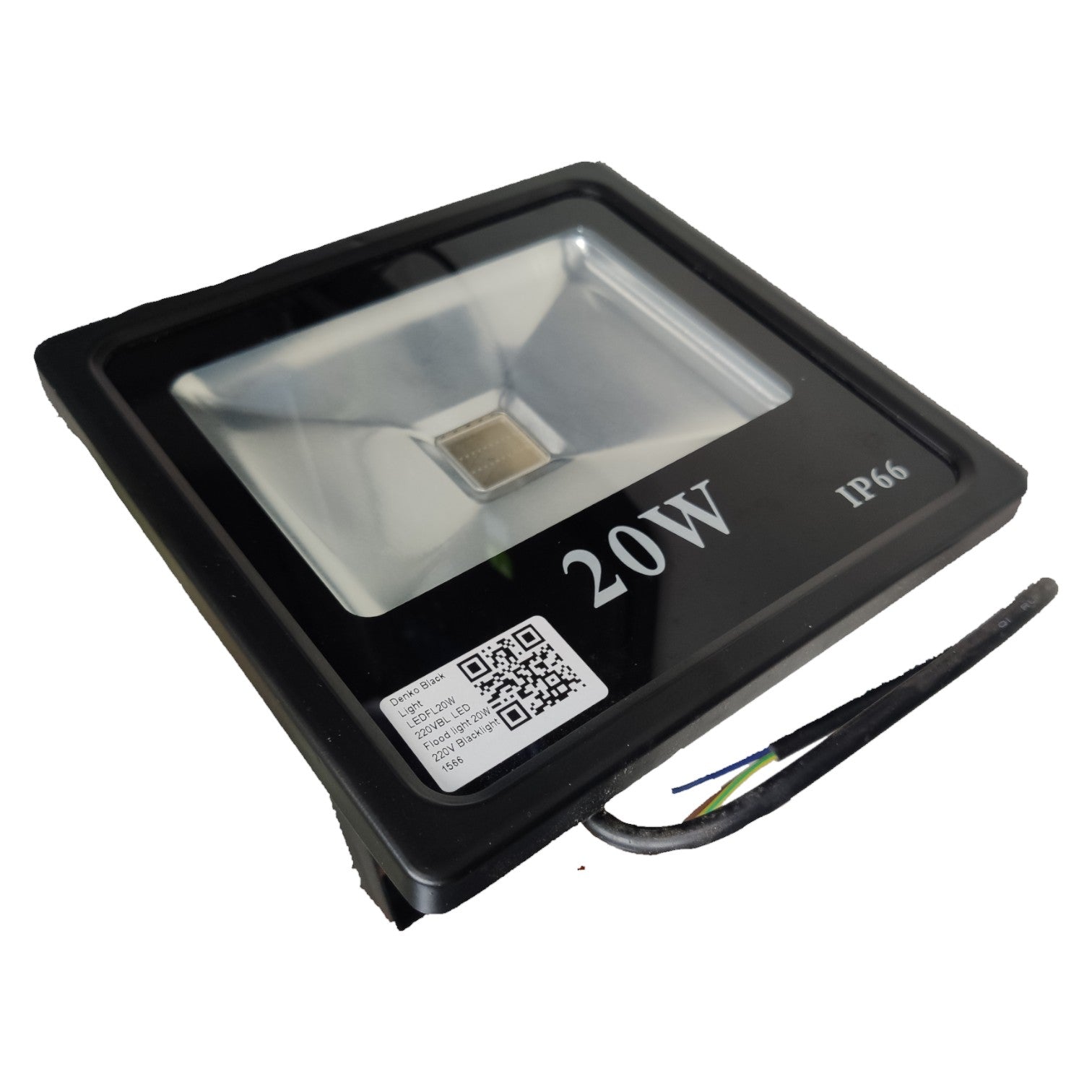 20W LED flood light with black casing on a white background