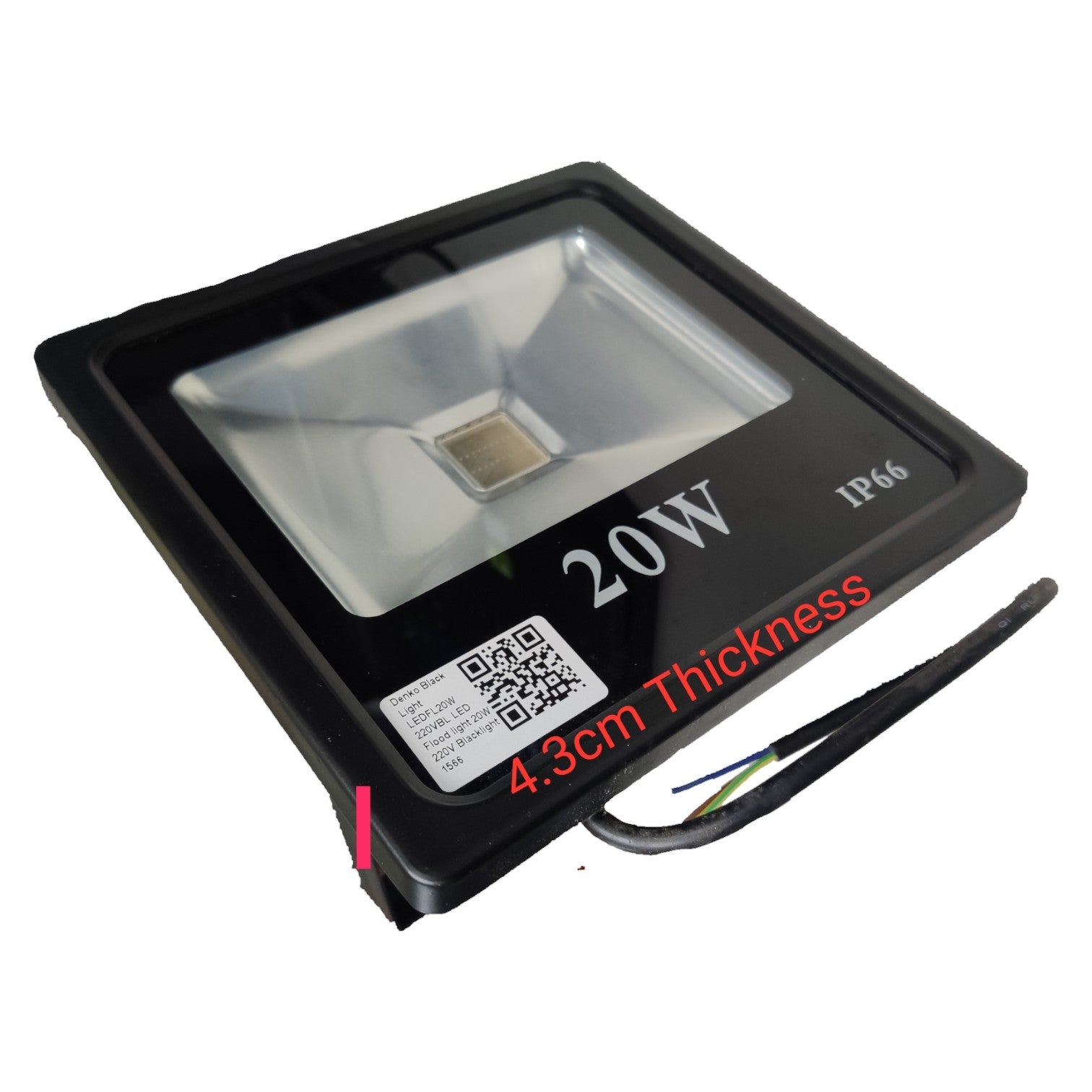 20W LED flood light with black casing on a white background