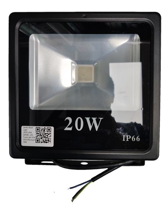 Denko 20W LED Floodlight 220V Black with IP66 Rating for Outdoor Use