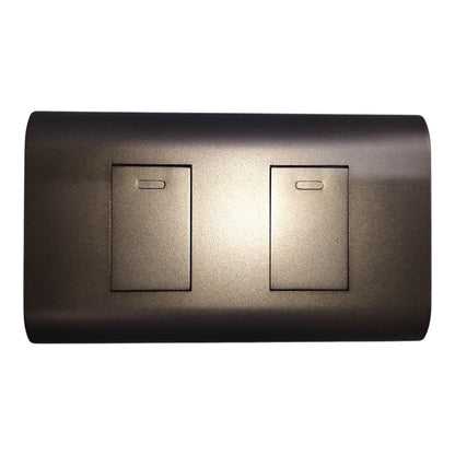 Royu 2 Gang 3 Way Switch 15A 220V with Plate Cover Dark Gray PLANO Series (RMP2/DG)/(RMS3/DG-2PCS)