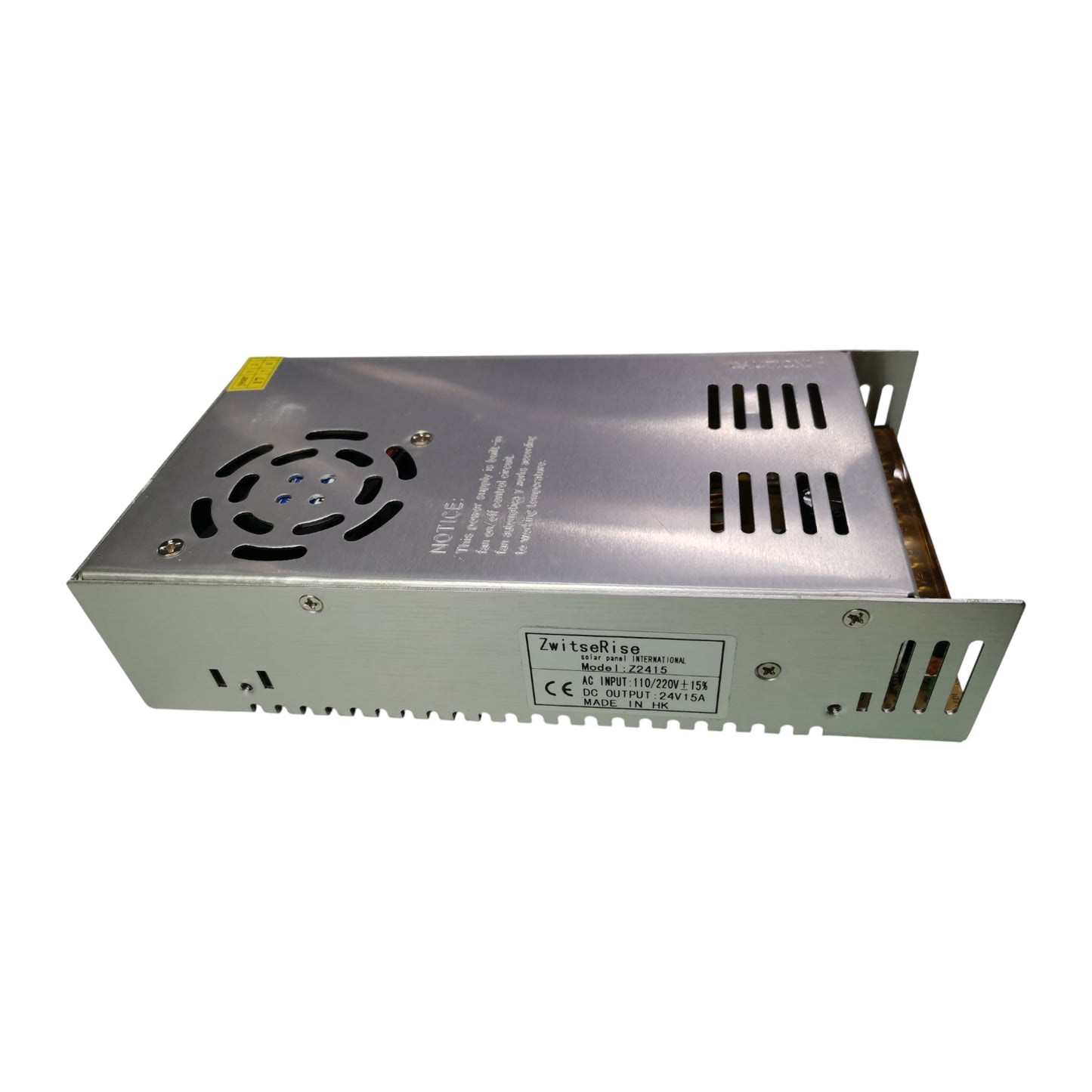ZwitseRise 24V 15A regulated power supply with cooling fan and durable metal casing for efficient energy output
