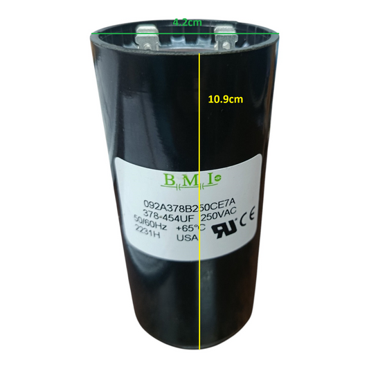 Motor Starting Capacitor 378-454UF 250V AC, BMI
