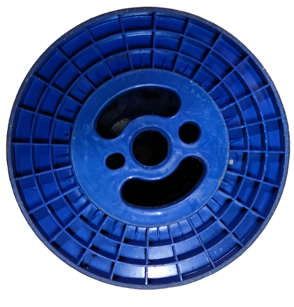 Blue 25kg plastic spool for wire used in cable management for organizing wires