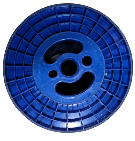 Blue 25kg plastic spool for wire used in cable management for organizing wires