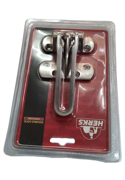 Double Lock Door Guard Satin Nickle 108 x 68 x 21mm Zinc Alloy Door Chain Mode ( Herks) HD1002SN