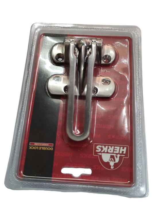 Double Lock Door Guard Satin Nickle 108 x 68 x 21mm Zinc Alloy Door Chain Mode ( Herks) HD1002SN
