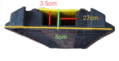 Grippes Ramp Cable Protector 2 Channel, 1 Meter x 27cm x 5cm, Cable Rubber Ramp Can be attached with 90 degrees Bend