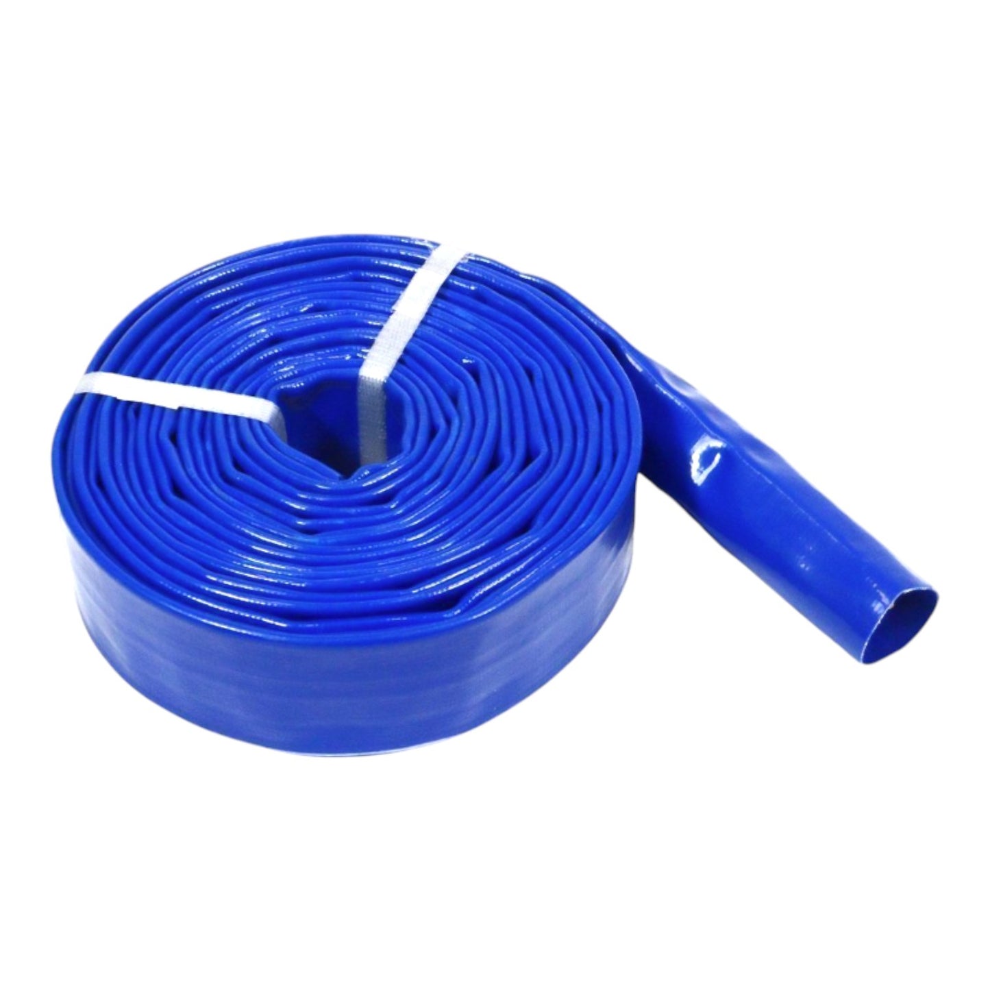 A coiled blue hose or tube secured with white plastic ties, shown on a plain white background.