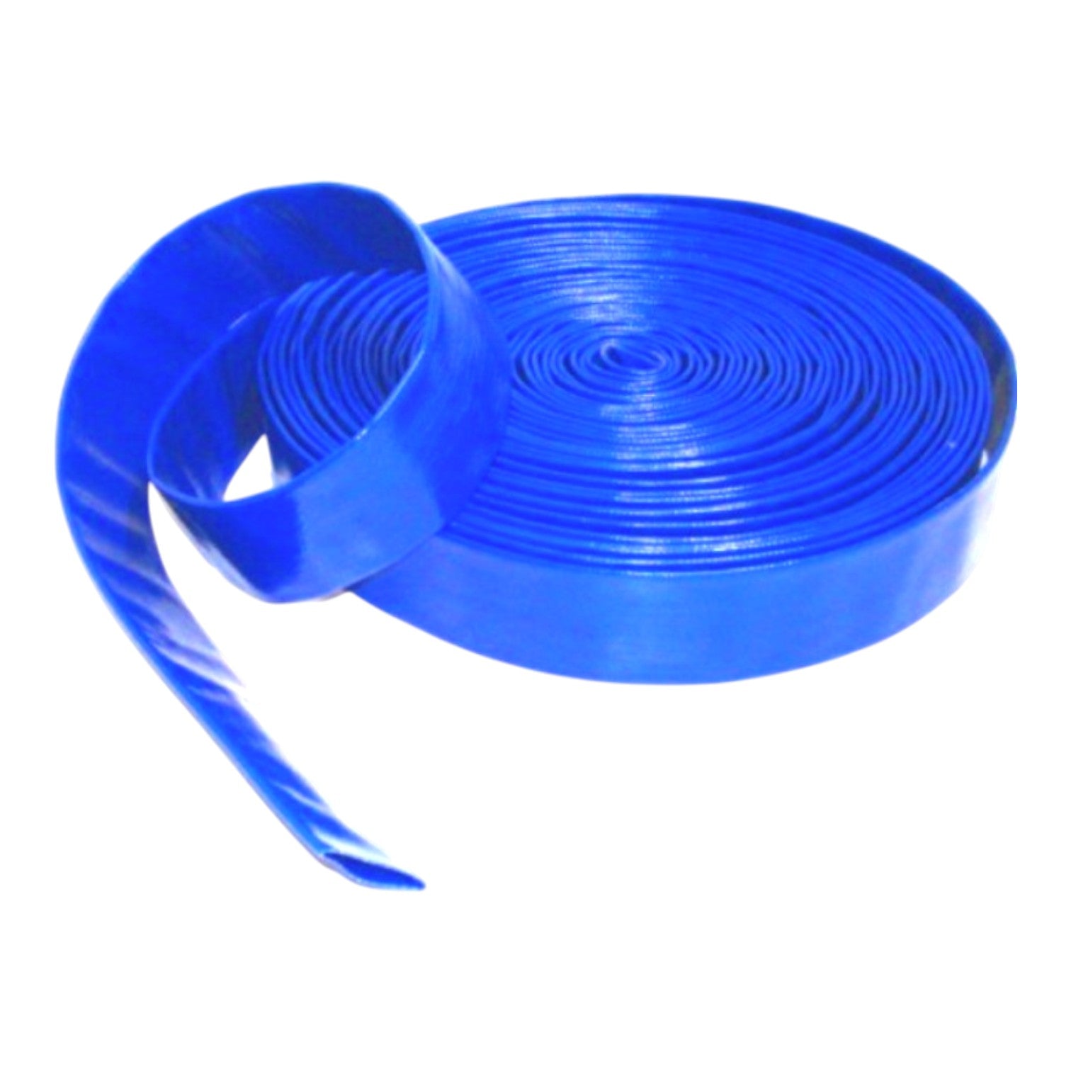 A bright blue roll of flexible strip or tape, partially unrolled, shown on a plain white background.