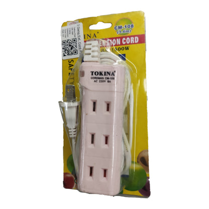 Tokina Extension Cord 3.6 Meters 3 Gang Flat Pin, 3 Meters Extension Cord 3 Socket Flat Pin Receptacle