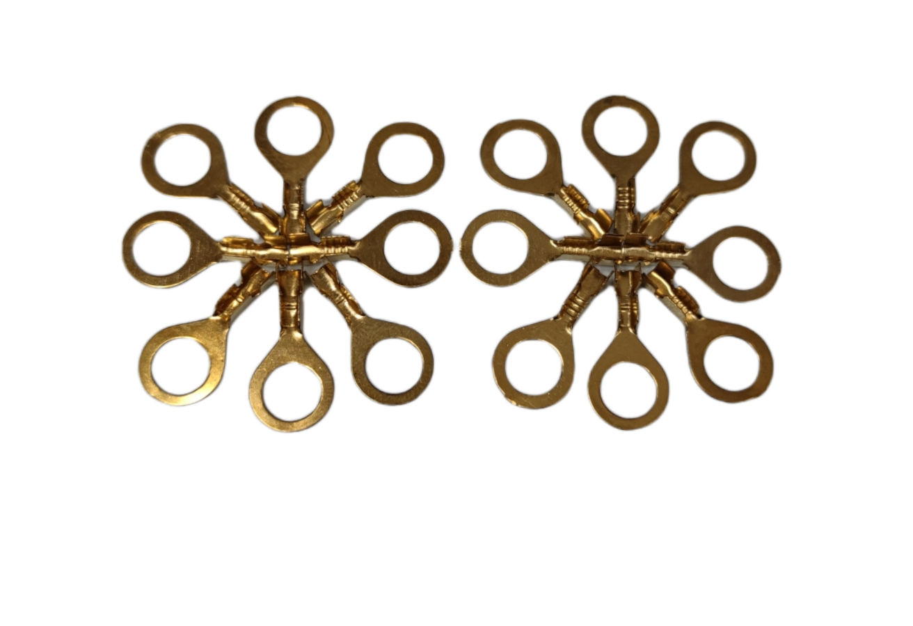 Set of gold 2mm wire ring terminals 9mm Hole Size for reliable electrical connections