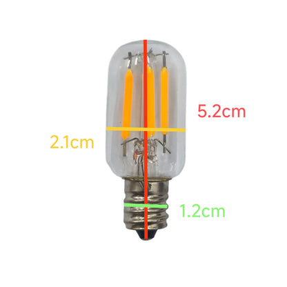 2W LED refrigerator bulb E12 with transparent glass structure and multiple filaments for efficient lighting