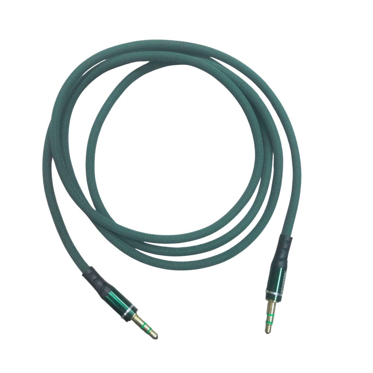 3.5mm to 3.5mm AUX Cable Durable Cloth Braided, Hi-Fi Audio Green 1.2 Meter