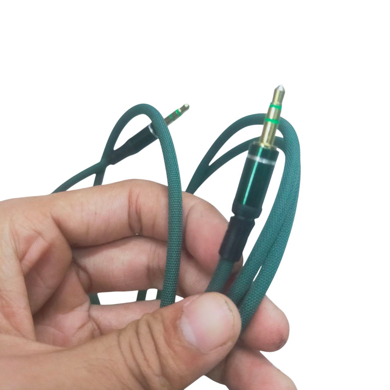 3.5mm to 3.5mm AUX Cable Durable Cloth Braided, Hi-Fi Audio Green 1.2 Meter