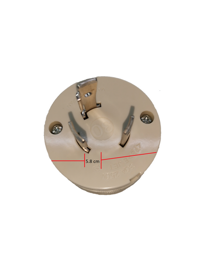 Panasonic 30A 3 Pole Twt isLock Plug 250V beige round electrical plug with metal prongs