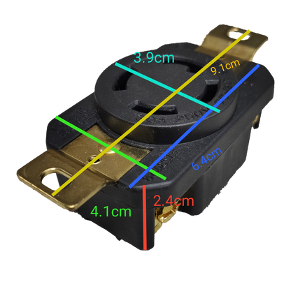30A Twist Lock Outlet with Stainless Plate 4P black and brass electrical power point by Electx Electrical Supply