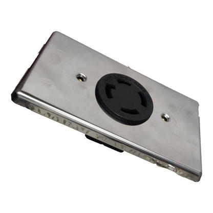 Grippes 30A Twist Lock Outlet with Stainless Plate 4P 3P+E 250V (NEMA L6) WJ6436B and 9221