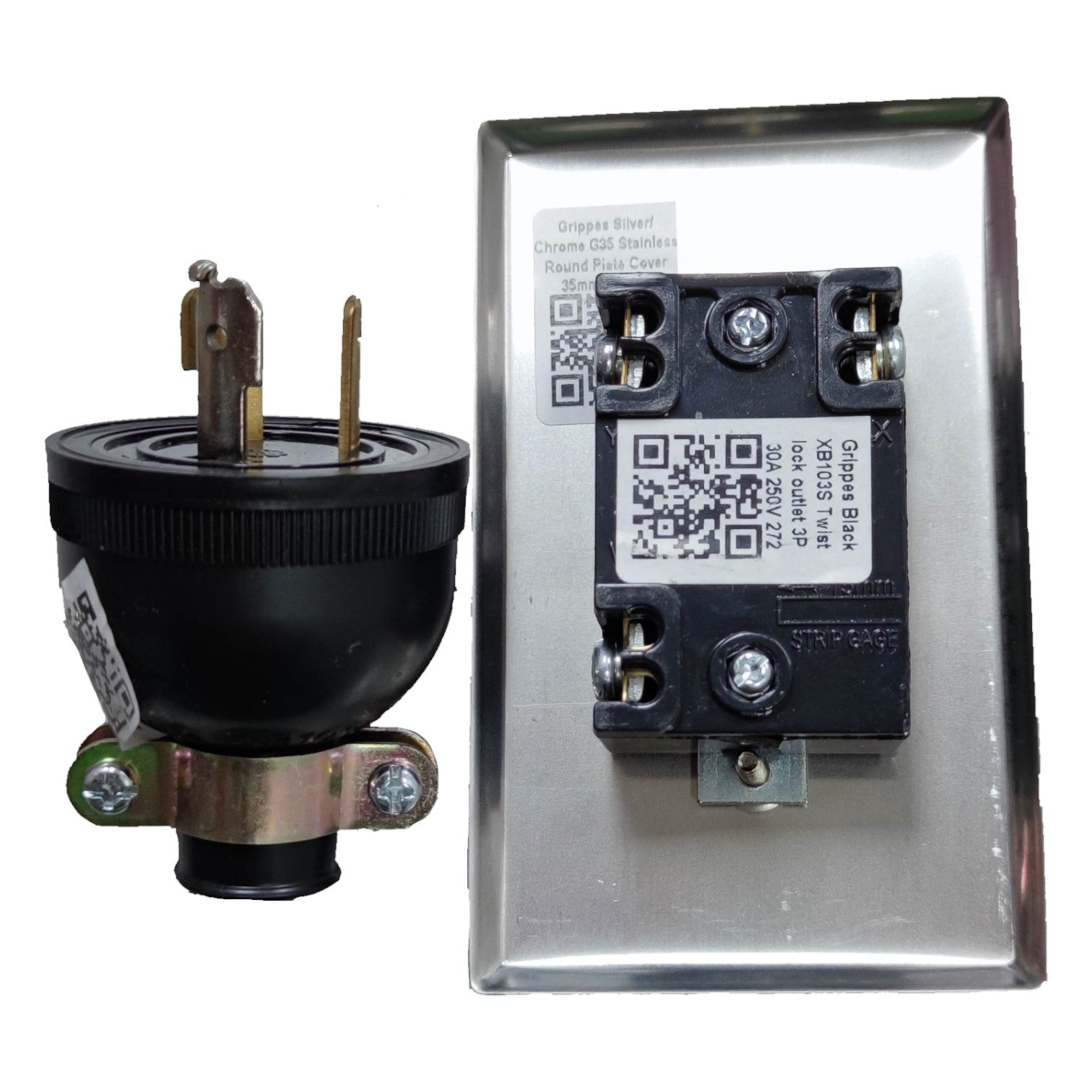 Grippes 30A twist lock wall outlet with heavy-duty design for secure electrical connections