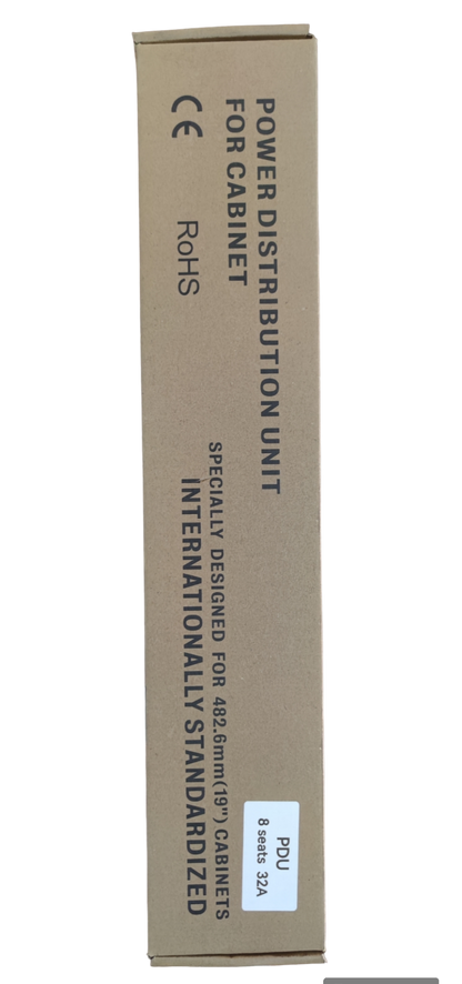 Grippes 32A 250V universal power distribution unit packaged in a cardboard box labeled for cabinet use