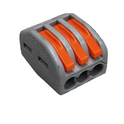32A 250V wire connector 5 pack in gray with orange levers for secure electrical connections