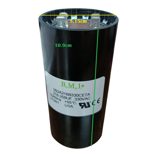 BMI Motor Starting Capacitor 216-259UF 330V AC, Capacitor 216-259MFD
